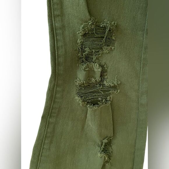 Buckle Flying Monkey ankle zip distressed skinny jeans army green NWT size 27 - Picture 3 of 9
